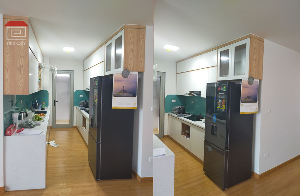 Tủ bếp được thi công hoàn thiện bởi Nội thất Phú Quý