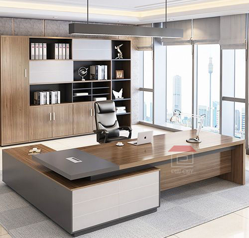 Bàn hình chữ nhật phù hợp với không gian văn phòng rộng